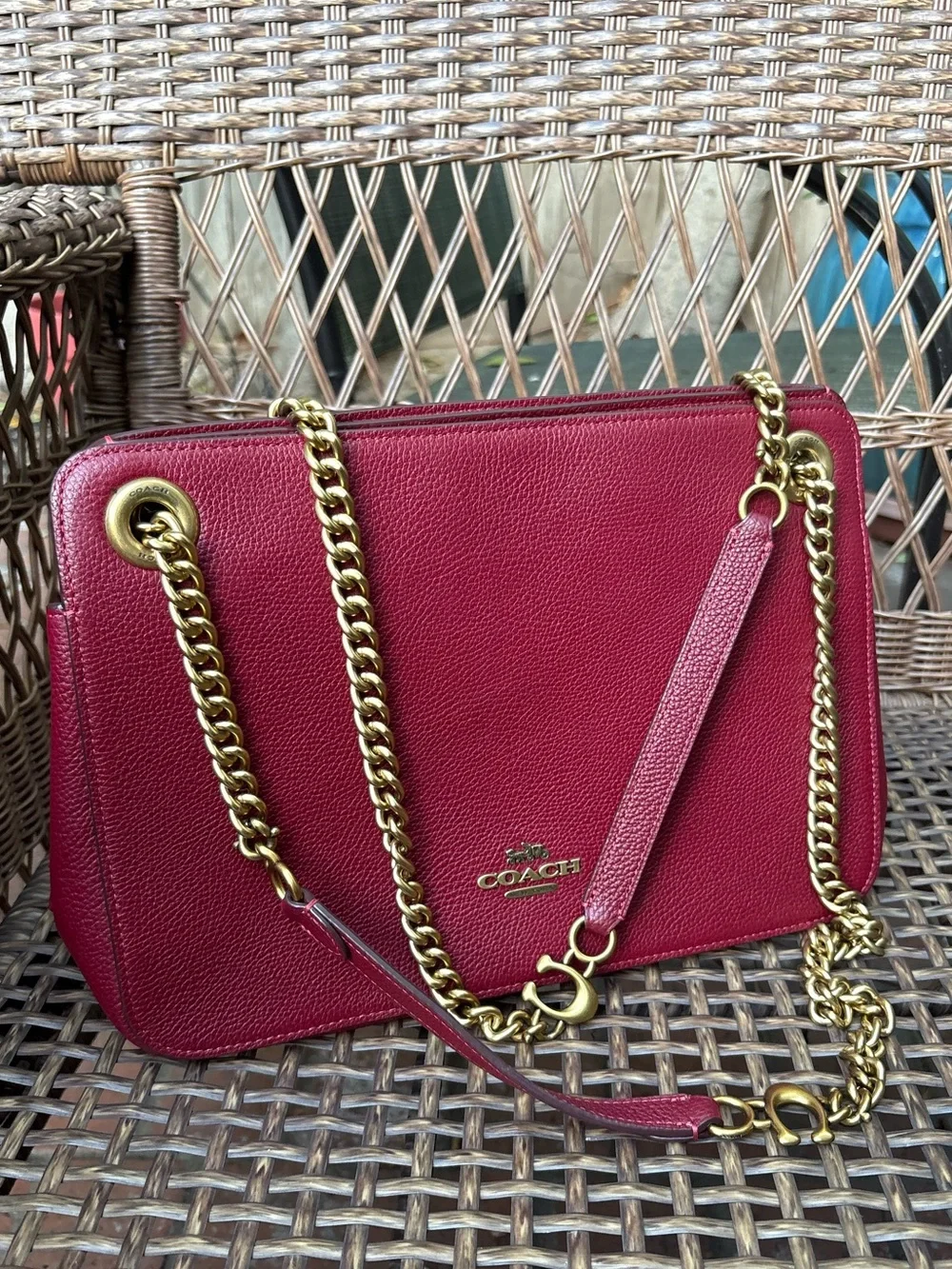 Coach Bryant Convertible Carryall In Brass/Deep Red - Picture 16 of 16